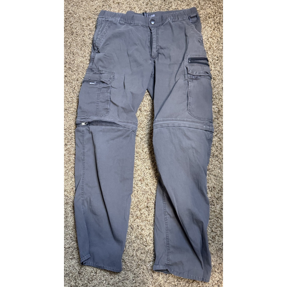 B.C. Clothing Men’s M 34x30 Convertible Pants Cargo Tactical Gray zip off legs